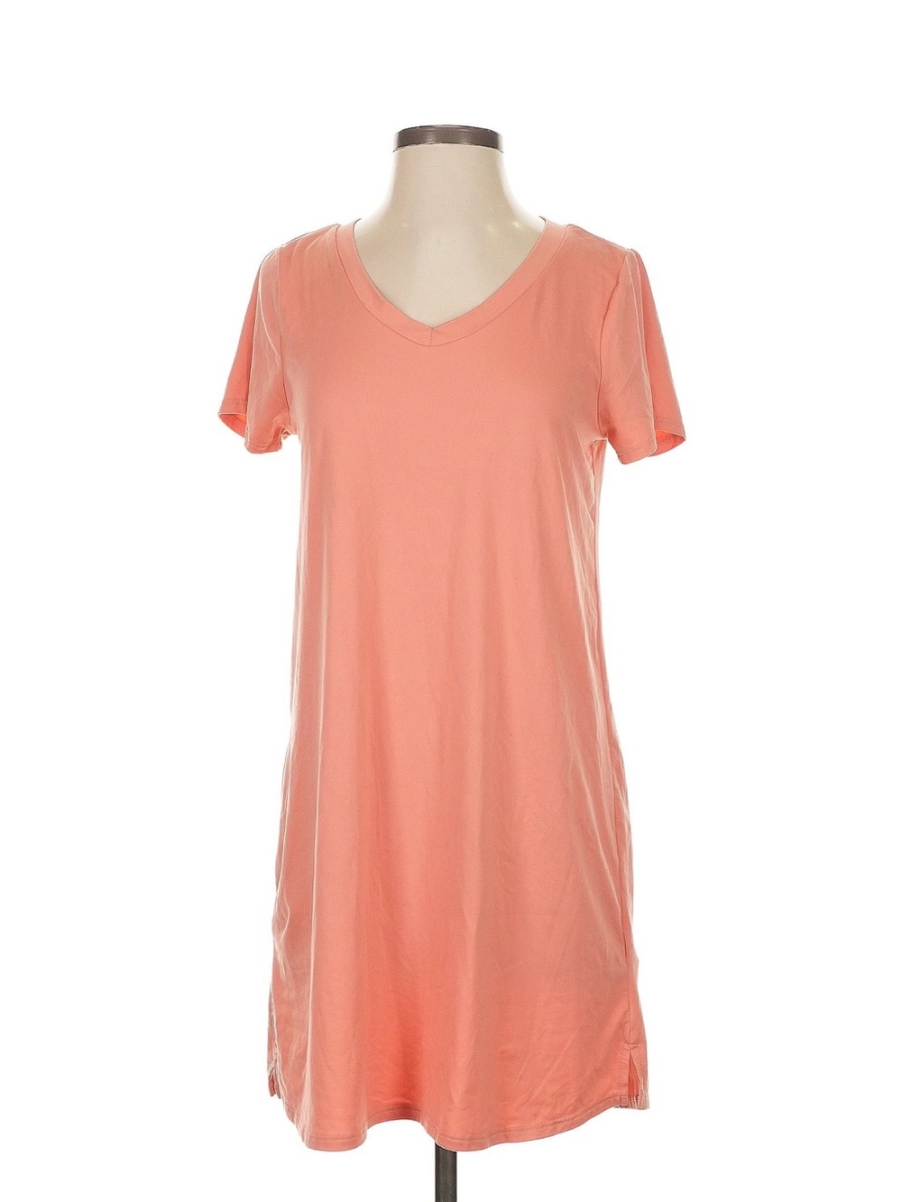 Pink Lily Coral V-Neck Short Sleeve Tunic